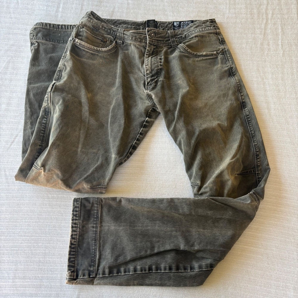 Kuhl Rydr Mens 34x34 Vintage Patina Dye Articulated Knee Work Hiking Pants Gray